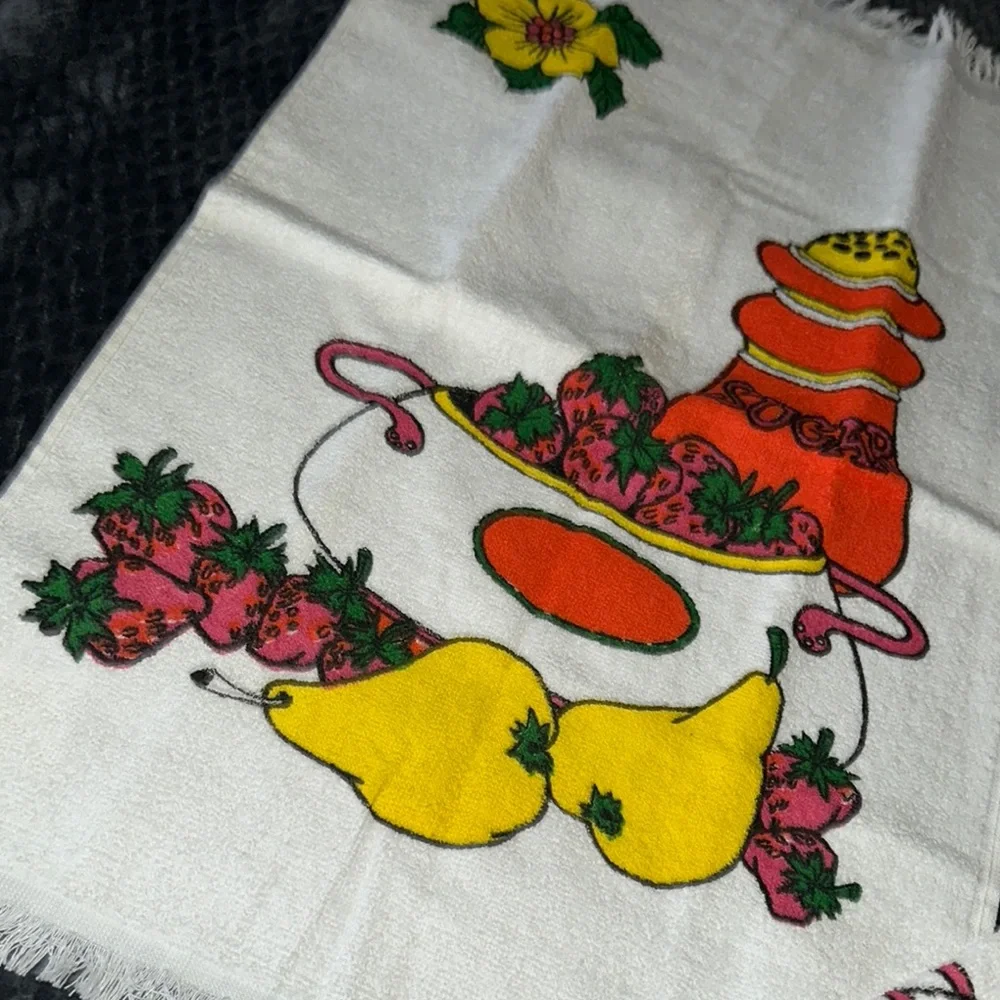 Colorful Fruit Pattern Towels set of 2 retro vintage dish towels